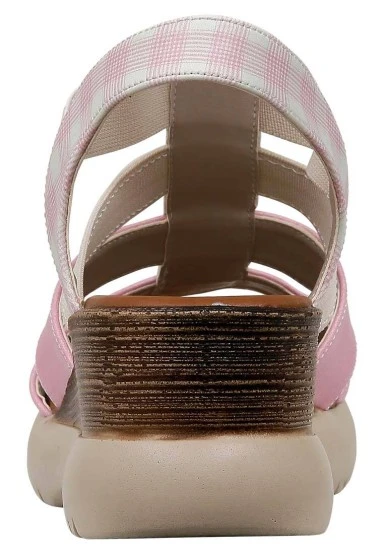 Femme Cuir Vegan Rose Sandales Compensées - A Little Paris Always Motif - 