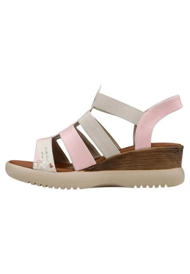 Femme Cuir Vegan Rose Sandales Compensées - A Little Paris Always Motif - 