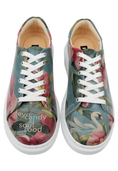 Femme Cuir Vegan Turquoise Baskets - Eye Candy & Soul Food Motif - 