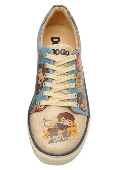Femme Cuir Vegan Turquoise Baskets - Warner Bros Imaginary School Harry Potter Motif - 