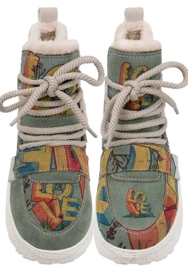 Femme Cuir Vegan Turquoise Bottes - Love Motif - 