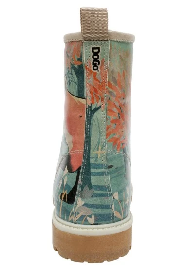 Femme Cuir Vegan Turquoise Bottes Longues - Like The Fox Motif - 