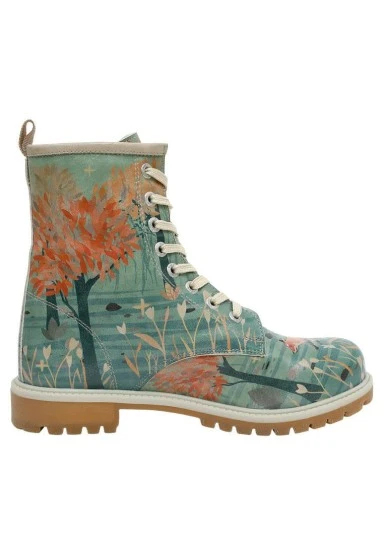 Femme Cuir Vegan Turquoise Bottes Longues - Like The Fox Motif - 
