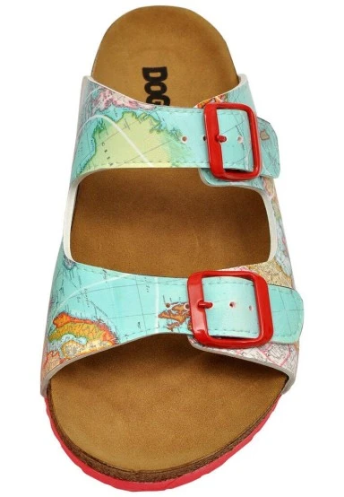 Femme Cuir Vegan Turquoise Sandales - Explore Motif - 