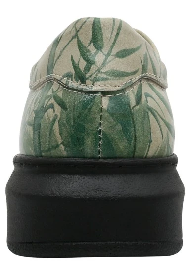 Femme Cuir Vegan Vert Baskets - Bamboo Lover Motif - 