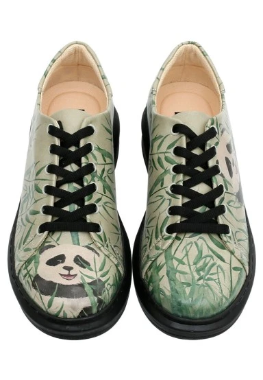 Femme Cuir Vegan Vert Baskets - Bamboo Lover Motif - 