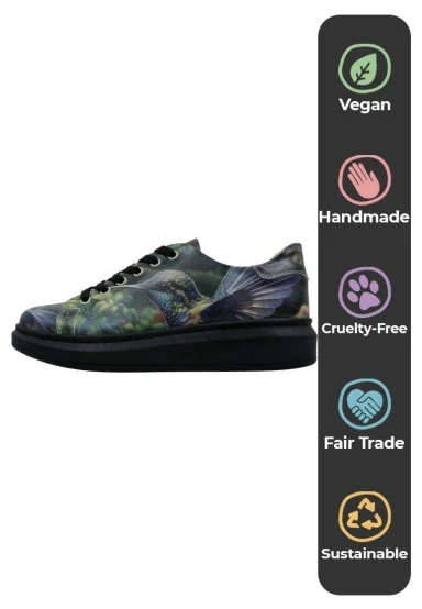 Femme Cuir Vegan Vert Baskets - Magnificent Motif - 