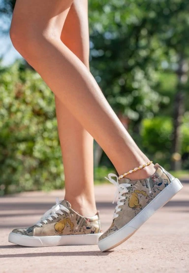 Femme Cuir Vegan Vert Baskets - Artisan Motif - 