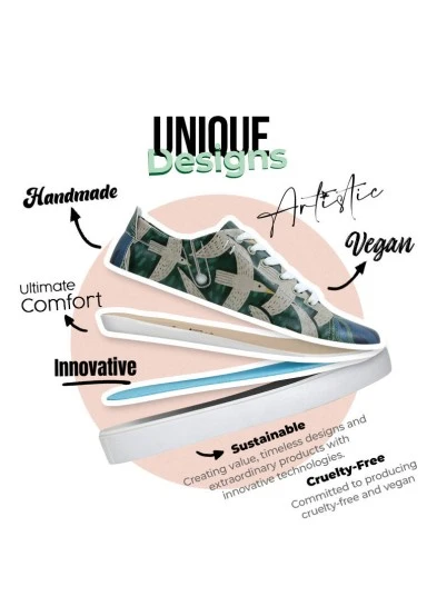 Femme Cuir Vegan Vert Baskets - The Forest Always Whispers Motif - 