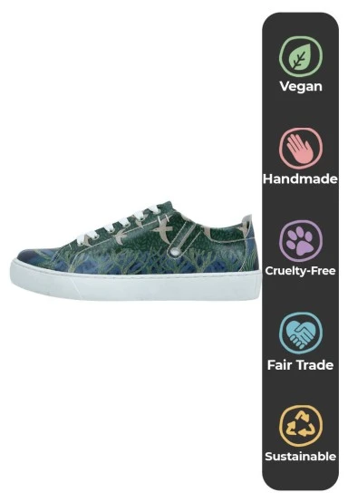 Femme Cuir Vegan Vert Baskets - The Forest Always Whispers Motif - 