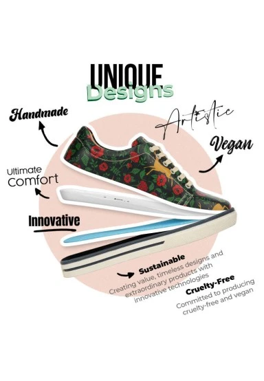 Femme Cuir Vegan Vert Baskets - Arrows Frida Kahlo Motif - 
