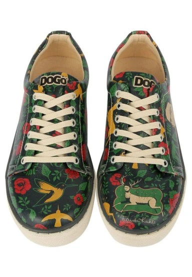 Femme Cuir Vegan Vert Baskets - Arrows Frida Kahlo Motif - 