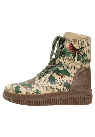 Femme Cuir Vegan Vert Bottes Longues - Your Voice is Like A Song To Me Motif - 