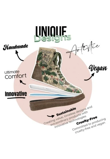 Femme Cuir Vegan Vert Bottes Longues - Your Voice is Like A Song To Me Motif - 