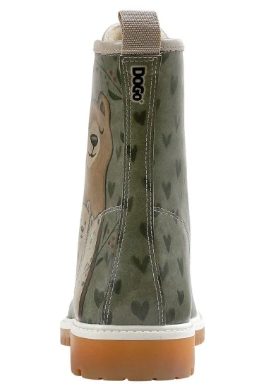 Femme Cuir Vegan Vert Bottes Longues - I Dream a Dream Motif - 