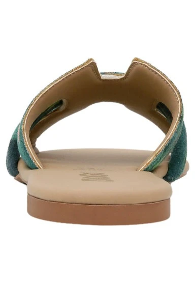 Femme Cuir Vegan Vert Chaussons - Koi Motif - 