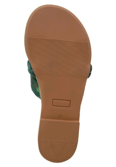 Femme Cuir Vegan Vert Chaussons - Koi Motif - 