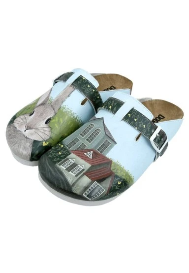 Femme Cuir Vegan Vert Chaussons - Going on an Adventure Motif - 