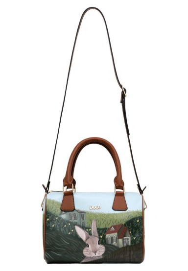 Dogo - Femme Cuir Vegan Vert Sac à Main - Going on an Adventure Motif (1)