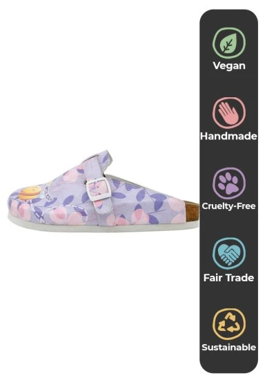 Femme Cuir Vegan Violet Chaussons - Just Wanna Bee with You Motif - 