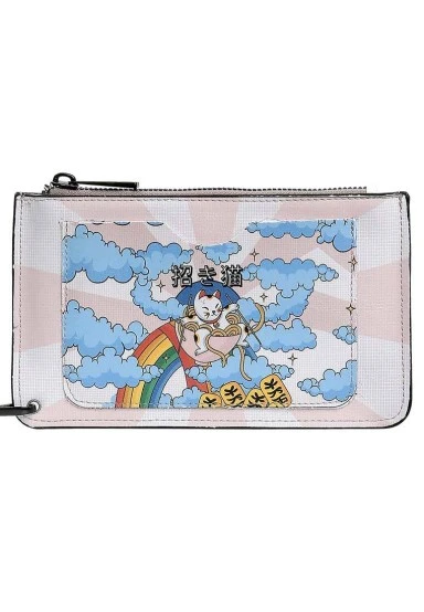 Femme Multicolore Portefeuille - The Lucky Cat Motif - 