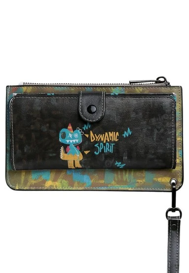 Femme Noir Portefeuille - Dynamic Spirit Motif - 