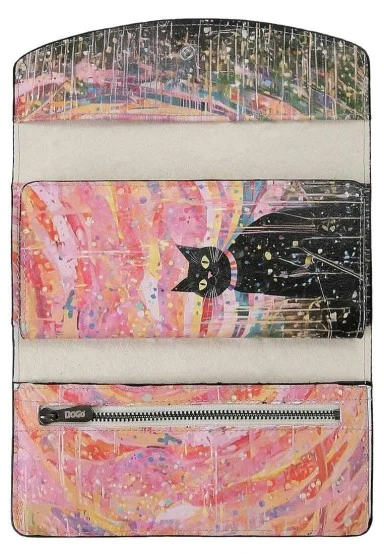 Femme Rose Portefeuille - Party Cat Motif - 