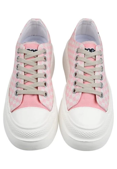 Femme Vegan Blanc Baskets à Plateforme - Big Steps Cat Motif - 