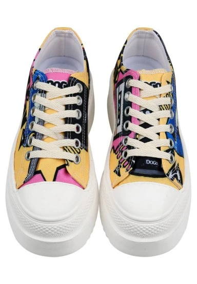 Femme Vegan Blanc Baskets à Plateforme - Rock On Motif - 