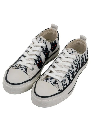 Femme Vegan Blanc Baskets - Line of Rabbits Motif - 