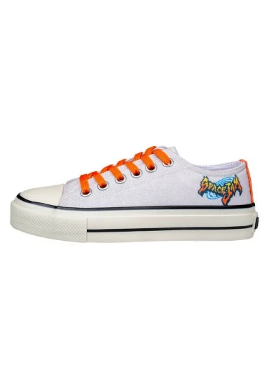 Femme Vegan Blanc Baskets - Looney Tunes Bugs Bunny Space Jam Motif - 