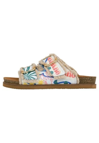 Femme Vegan Blanc Chaussons - Azur Motif - 