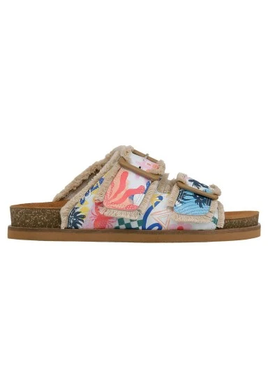 Femme Vegan Blanc Chaussons - Azur Motif - 
