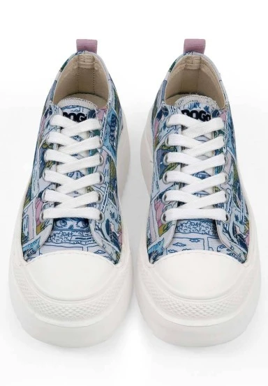 Femme Vegan Bleu Baskets à Plateforme - Already Lost Motif - 