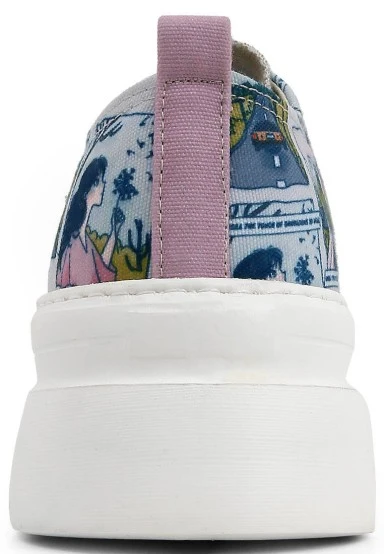 Femme Vegan Bleu Baskets à Plateforme - Already Lost Motif - 