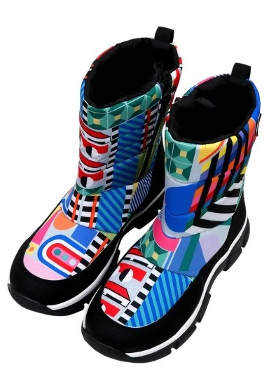 Femme Vegan Multicolore Bottes - Geometric Motif - 
