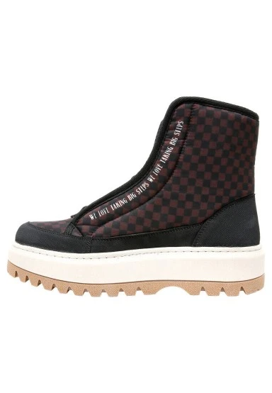 Femme Vegan Brun Bottes Longues - Big Steps Cat Motif - 