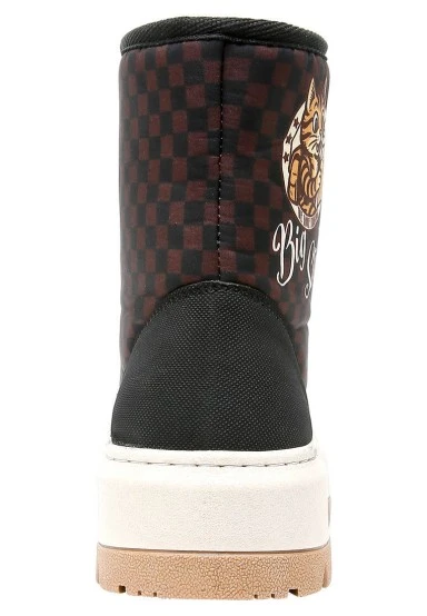 Femme Vegan Brun Bottes Longues - Big Steps Cat Motif - 