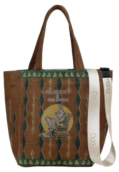 Femme Vegan Brun Large Tote Bag - Mr Bunny Motif - 