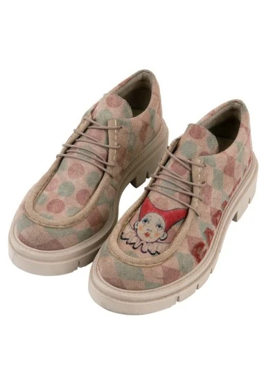 Femme Vegan Cream Mocassins - Carnival Motif - 