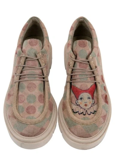 Femme Vegan Cream Mocassins - Carnival Motif - 