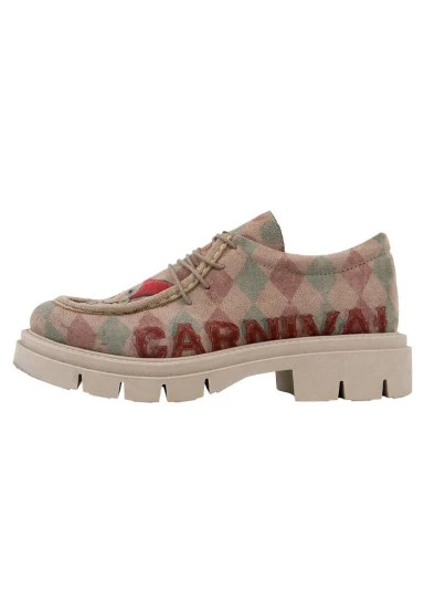 Femme Vegan Cream Mocassins - Carnival Motif - 