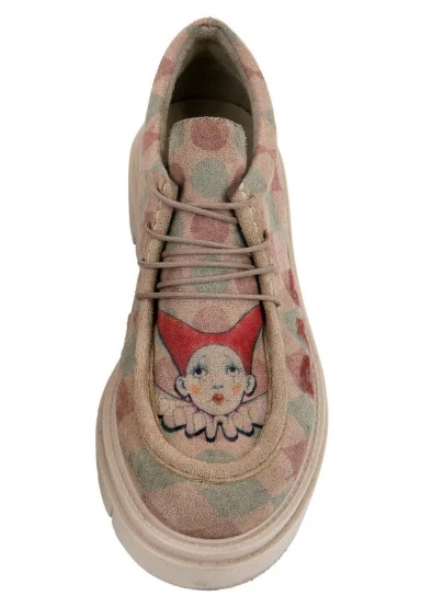 Femme Vegan Cream Mocassins - Carnival Motif - 