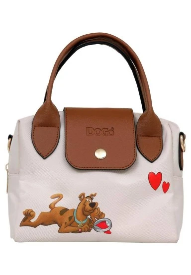 Femme Vegan Crème Medium Sac à Main - Warner Bros Scooby Doo Found Love Motif - 