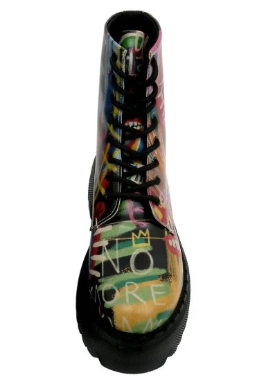 Femme Cuir Vegan Multicolore Bottes Longues - No More Drama Motif - 
