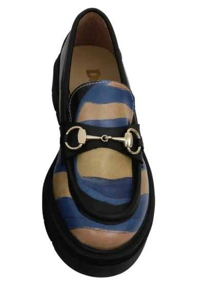 Femme Cuir Vegan Multicolore Mocassins - Window Motif - 