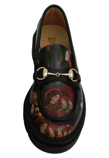 Femme Cuir Vegan Noir Mocassins - Pure Reflection Motif - 