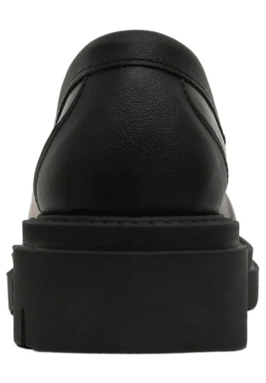 Femme Cuir Vegan Noir Mocassins - Pure Reflection Motif - 