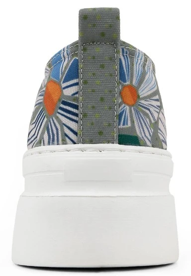 Femme Vegan Gris Baskets à Plateforme - Origami Bloom Motif - 
