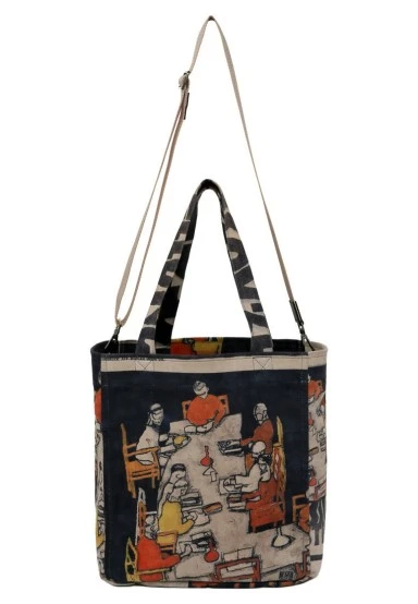 Femme Vegan Multicolore Large Tote Bag - Supper Motif - 